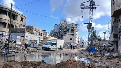 a truck in the streets of gaza