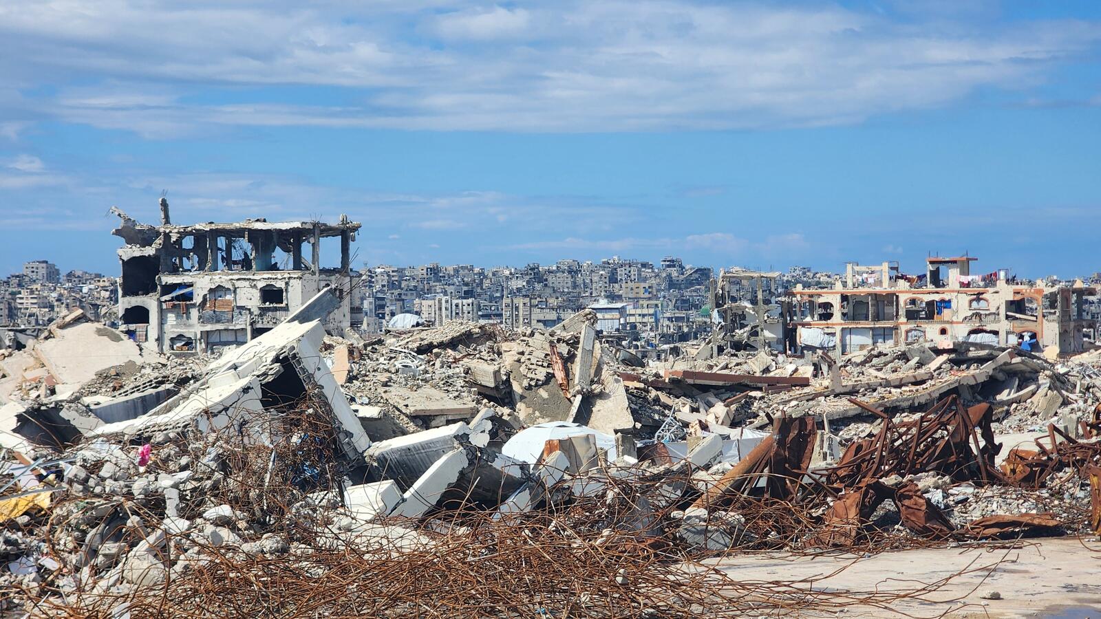 Surroundings PHCC Jabalia , looking through the rubble from what was the old (pre-war) PHCC. MSF built a new PHCC there providing primary health care to the community of Jabalia neighbourhood.