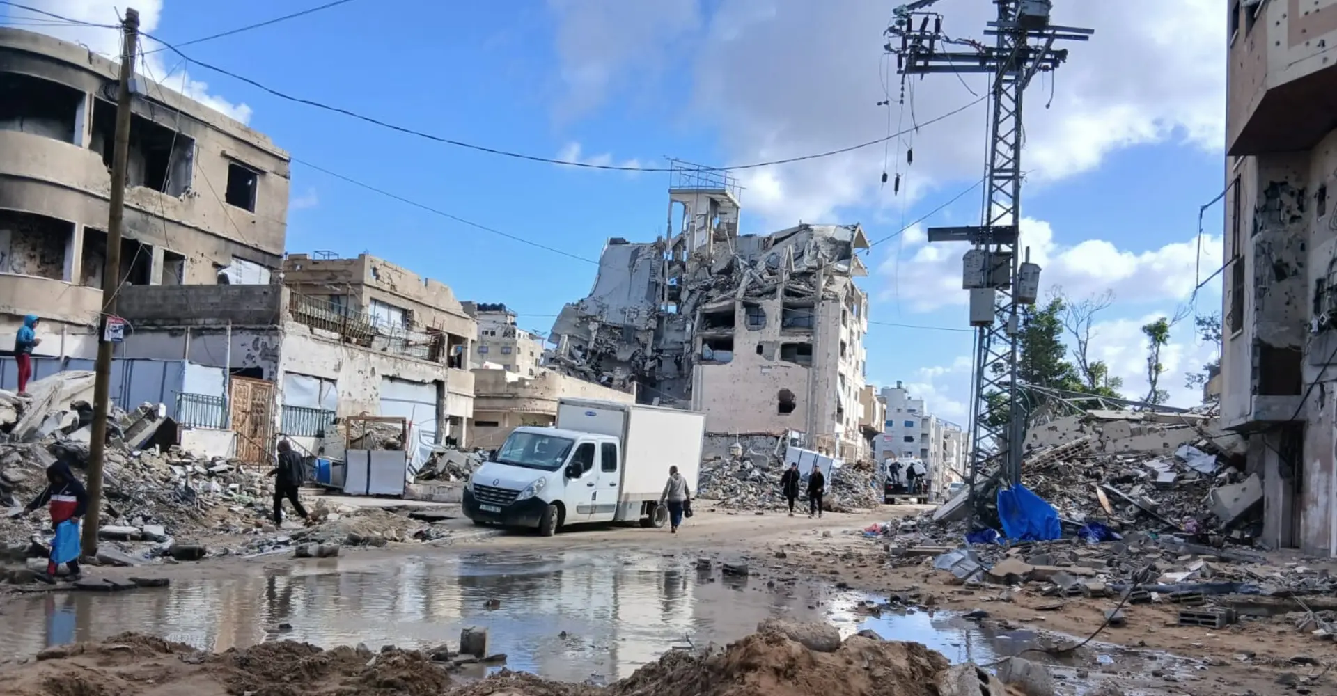 a truck in the streets of gaza