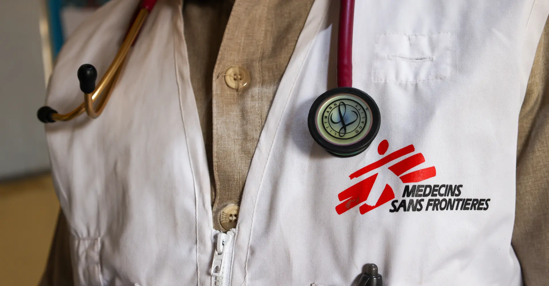 MSF doctor Daniel Garang with his stethoscope at Aweil project base.
