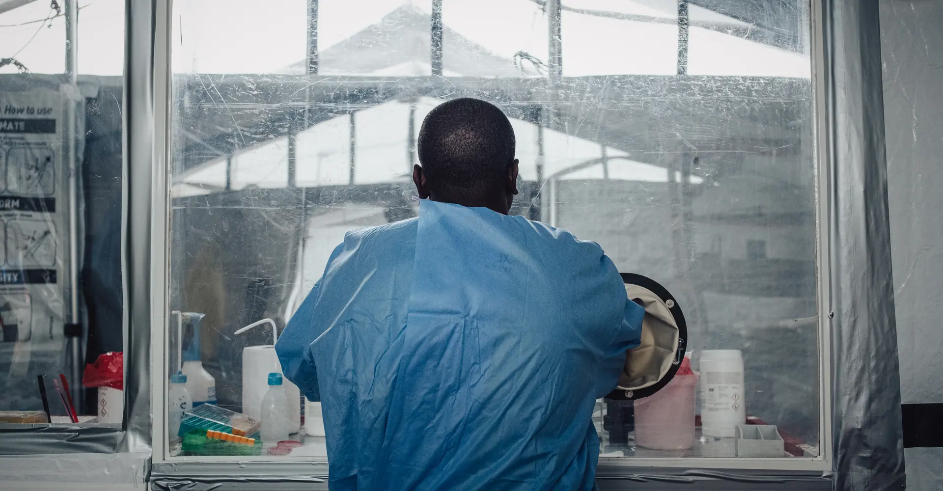 MSF staff working in the lab located right in the center of ebola outbreak