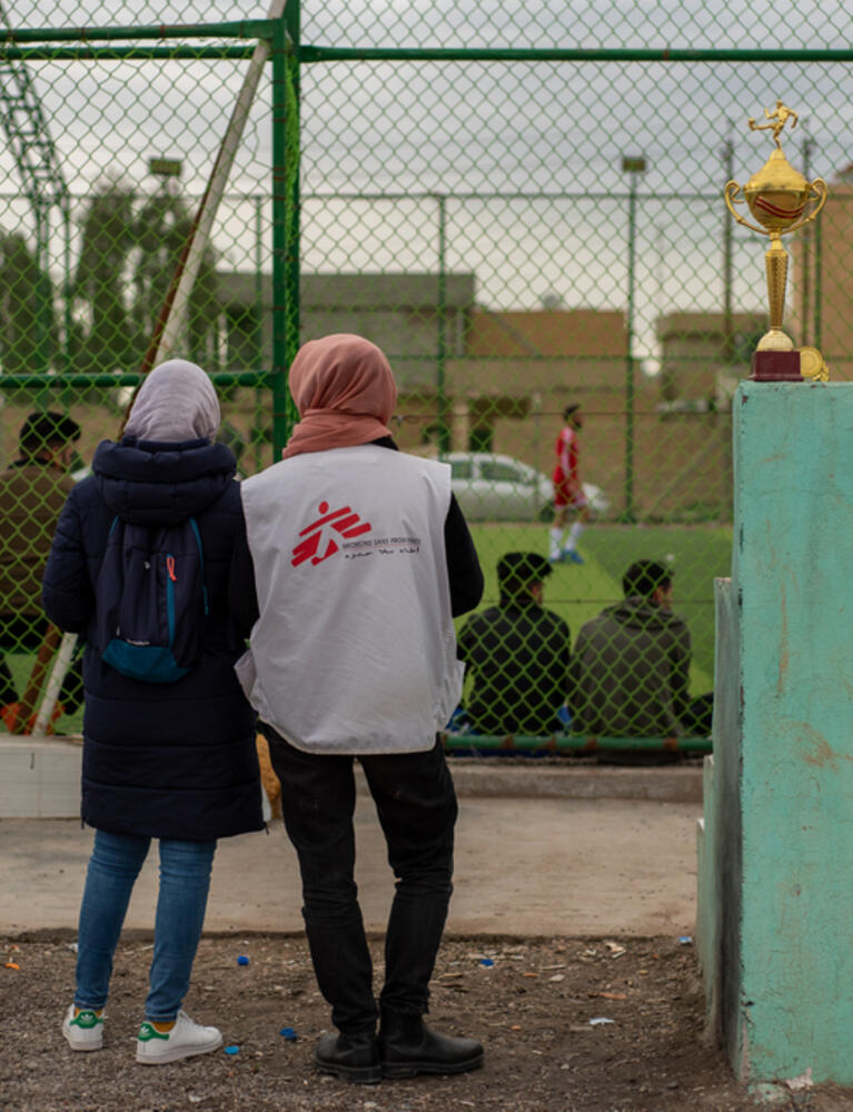  MSF team members in Hawija playing a football match